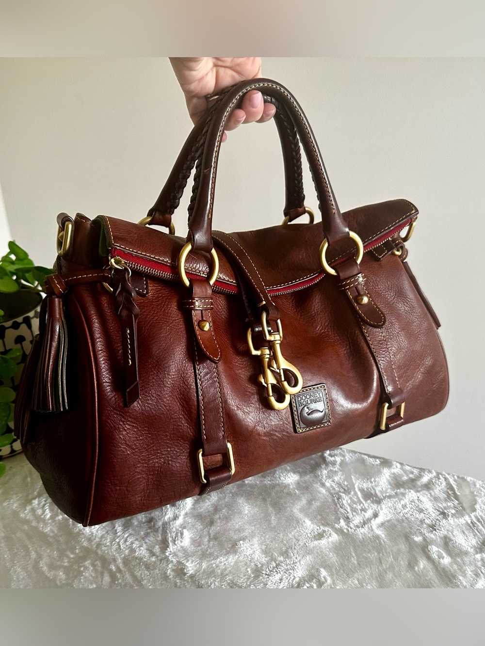 Dooney & Bourke Florentine Leather Satchel in Chestnut